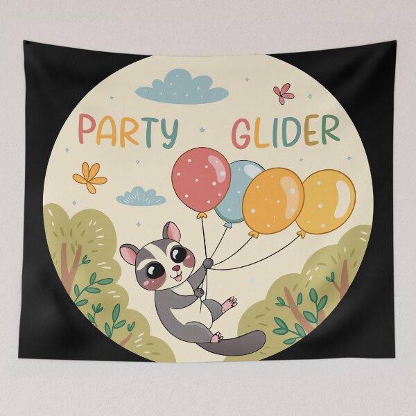 Item preview, Sugar Glider Party – Cute Cartoon Animal with Balloons designed and sold by VividOrganica.