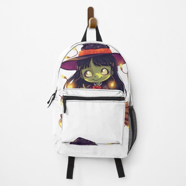 Item preview, Kawaii Green Witch Girl with Halloween Lights and Broom designed and sold by Medeea Publishing.