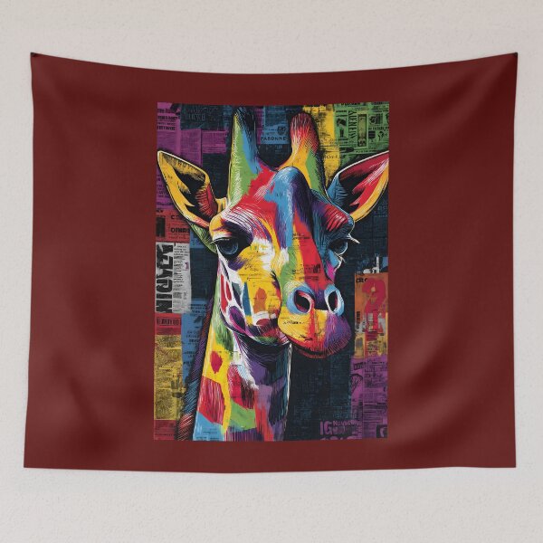 Item preview, Bold Giraffe Spirit - Dynamic Multicolored Wildlife Artwork with Textured Background designed and sold by OlfactoART Studio.