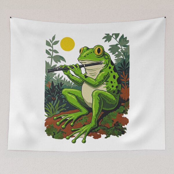 Item preview, Whimsical Frog Playing Flute designed and sold by TeeARTHY.