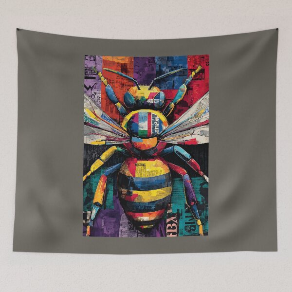 Item preview, Save the Bee Spirit - Colorful Wildlife Artwork with Textured Wings and Energy designed and sold by OlfactoART Studio.