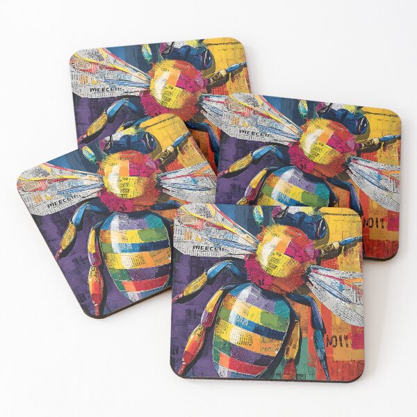 Item preview, Collage Bee Rise - Vibrant Magazine Strip Portrait with Bold Textured Background designed and sold by OlfactoART Studio.