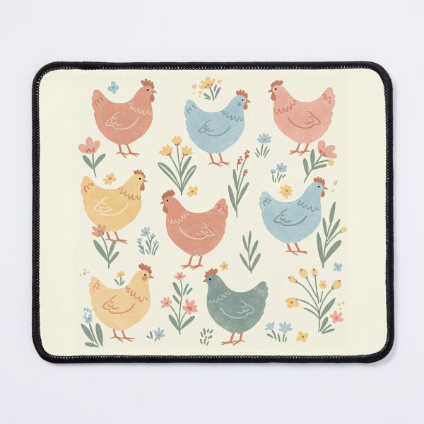 Item preview, Pastel Farm Chickens with Wildflowers 1 designed and sold by Pasteltone.