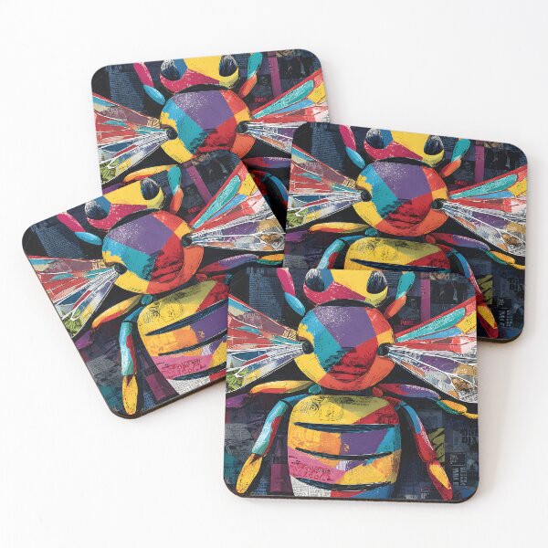 Item preview, Buzzing Into Action - Dynamic Colorful Bee with Contrasting Patterns and Energy designed and sold by OlfactoART Studio.