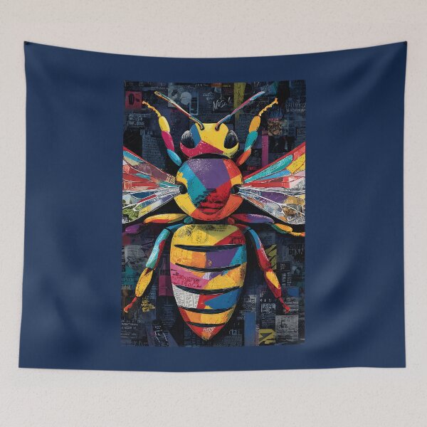 Item preview, Buzzing Into Action - Dynamic Colorful Bee with Contrasting Patterns and Energy designed and sold by OlfactoART Studio.