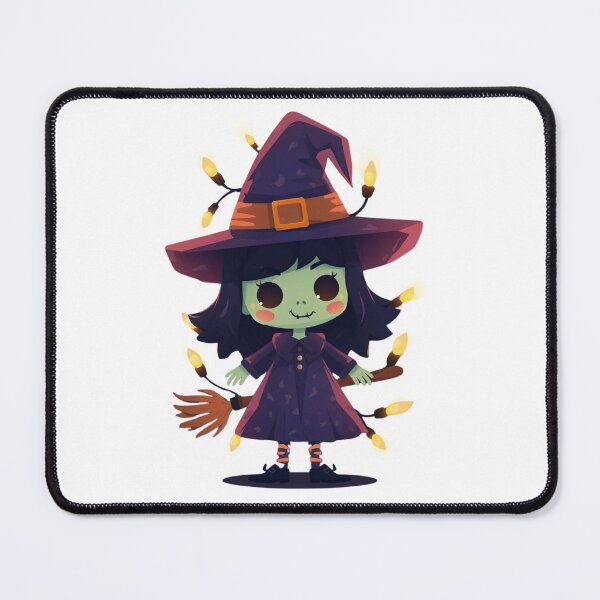 Item preview, Cute Kawaii Green Witch with Glowing Halloween Lights designed and sold by Medeea Publishing.