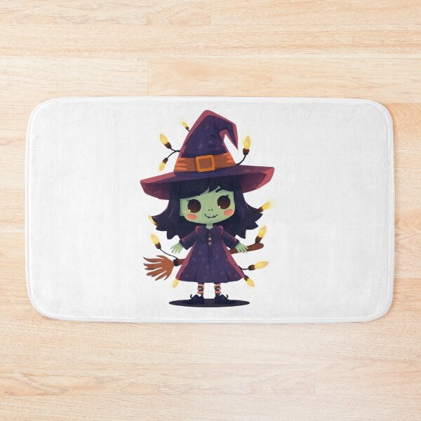 Item preview, Cute Kawaii Green Witch with Glowing Halloween Lights designed and sold by Medeea Publishing.