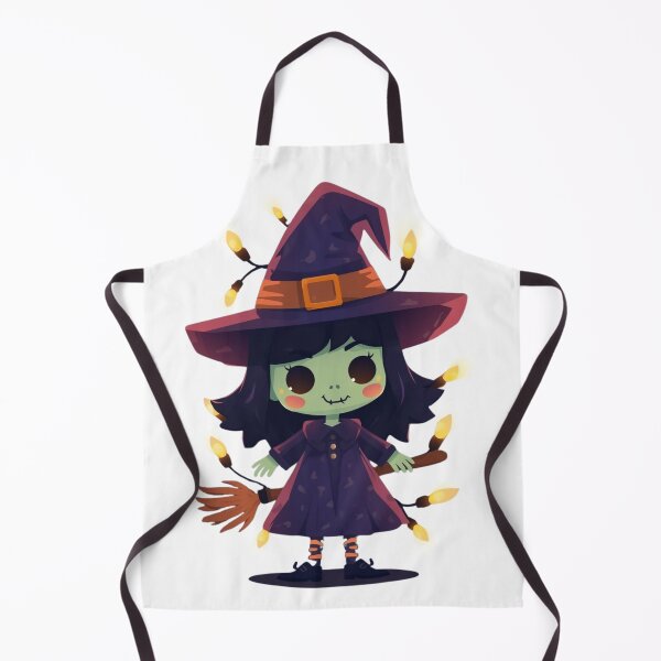 Item preview, Cute Kawaii Green Witch with Glowing Halloween Lights designed and sold by Medeea Publishing.