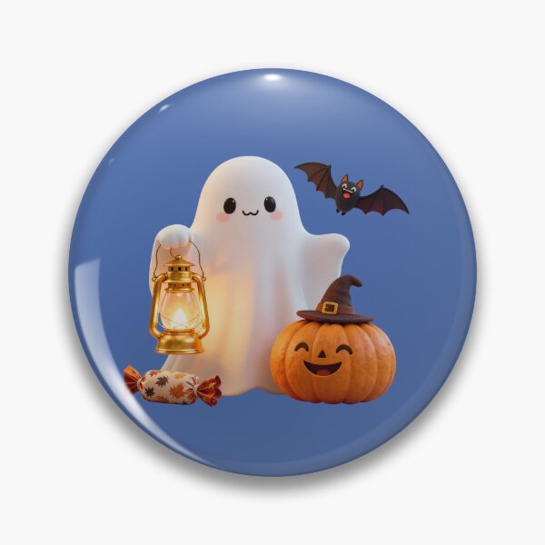 Item preview, Adorable Halloween Illustration with Smiling Ghost, Pumpkin & Bat   Illustration Halloween adorable avec fantôme souriant, citrouille et chauve-souris     t   designed and sold by Drawingshirts.