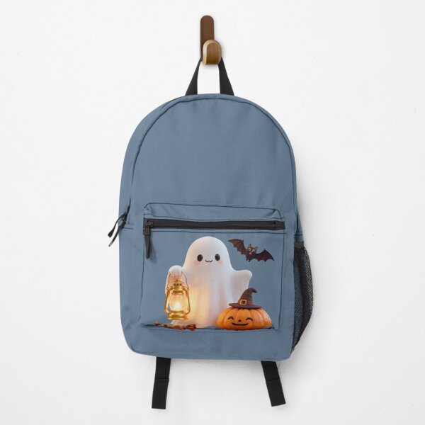 Item preview, Adorable Halloween Illustration with Smiling Ghost, Pumpkin & Bat Illustration Halloween adorable avec fantôme souriant, citrouille et chauve-souris t designed and sold by Drawingshirts.