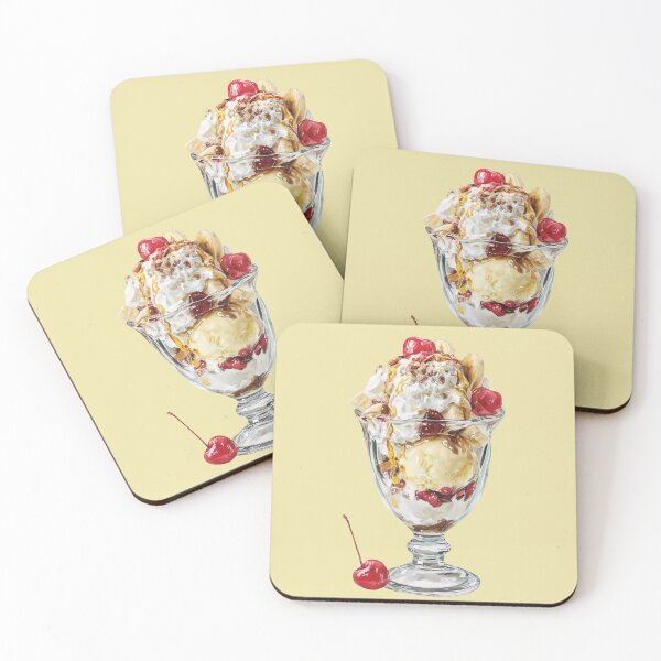 Item preview, Banana Ice Cream Sundae With Whipped Cream in a Glass designed and sold by Violet Peonies.