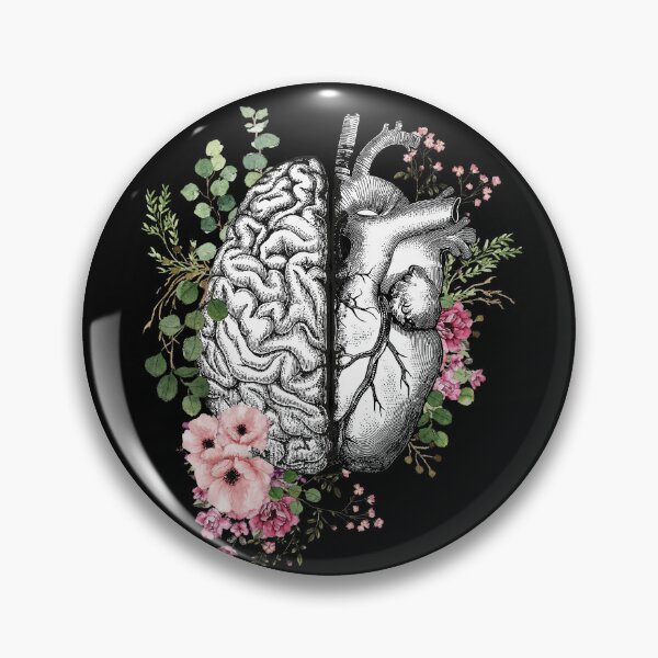 Item preview, Intricate Vintage Anatomy Illustration of the Human Brain and Heart United, Surrounded by Delicate Botanical Watercolors Symbolizing the Harmony Between Emotion, Intellect, and Nature designed and sold by Collagedream.