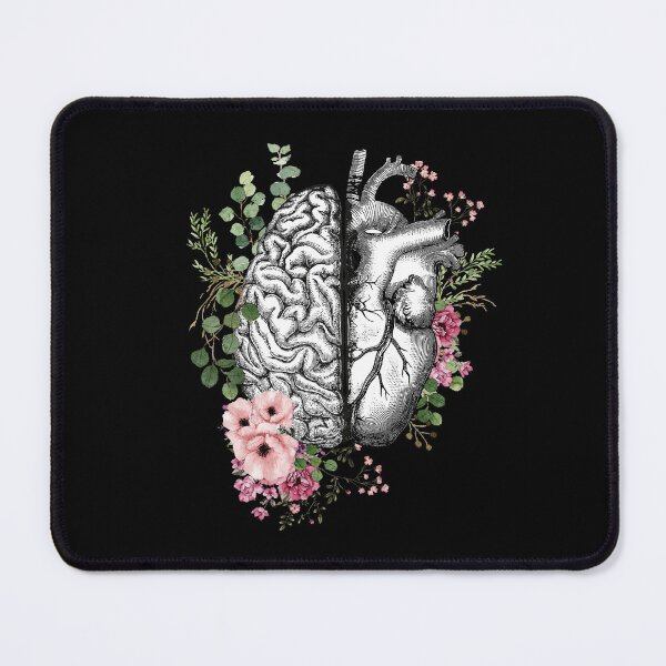Item preview, Intricate Vintage Anatomy Illustration of the Human Brain and Heart United, Surrounded by Delicate Botanical Watercolors Symbolizing the Harmony Between Emotion, Intellect, and Nature designed and sold by Collagedream.