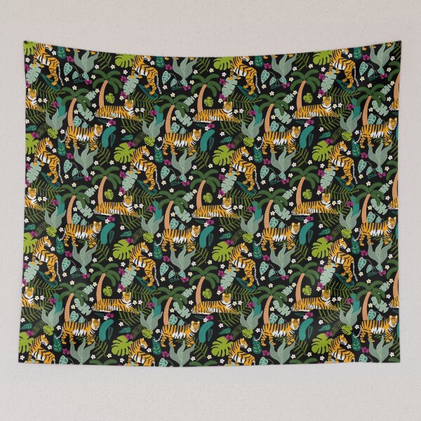 Item preview, Tropical Tiger Black Botanical Wild designed and sold by idovedesign.