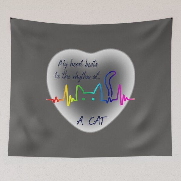 Item preview, My heart beats to the rhythm of... a CAT! For cat lovers! designed and sold by YvkafromPoland.