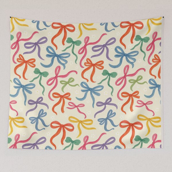 Item preview, Colorful Watercolor Bows – Whimsical Ribbon Pattern on Soft Cream designed and sold by HotFluff.