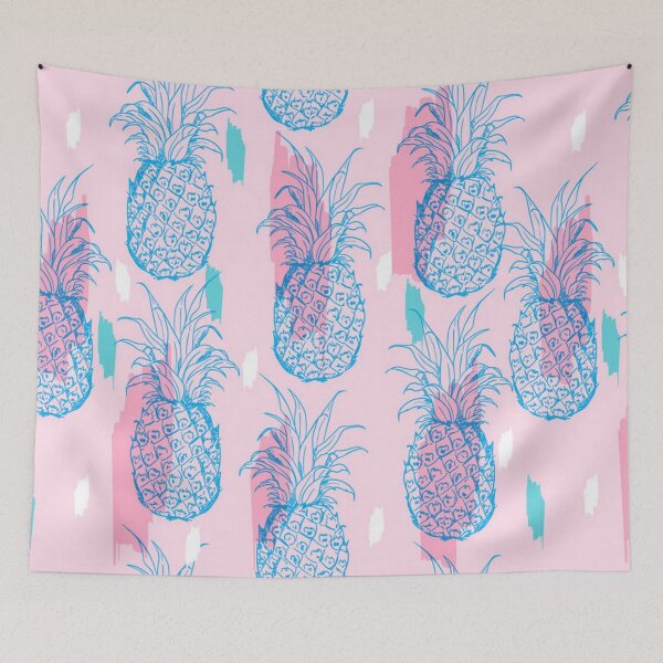 Item preview, GORGEOUS - pastel pink and aqua tropical pineapples designed and sold by pugmom4.
