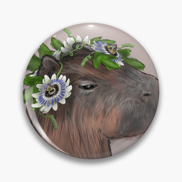 Item preview, Realistic capybara/capybara with passionflower flowers designed and sold by SCJota.