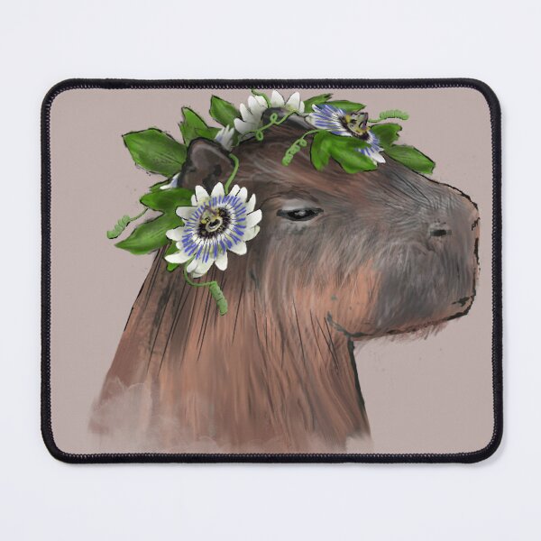 Item preview, Realistic capybara/capybara with passionflower flowers designed and sold by SCJota.