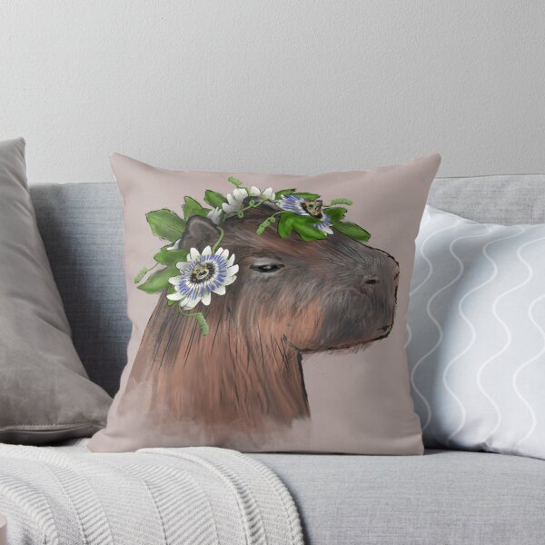 Item preview, Realistic capybara/capybara with passionflower flowers designed and sold by SCJota.