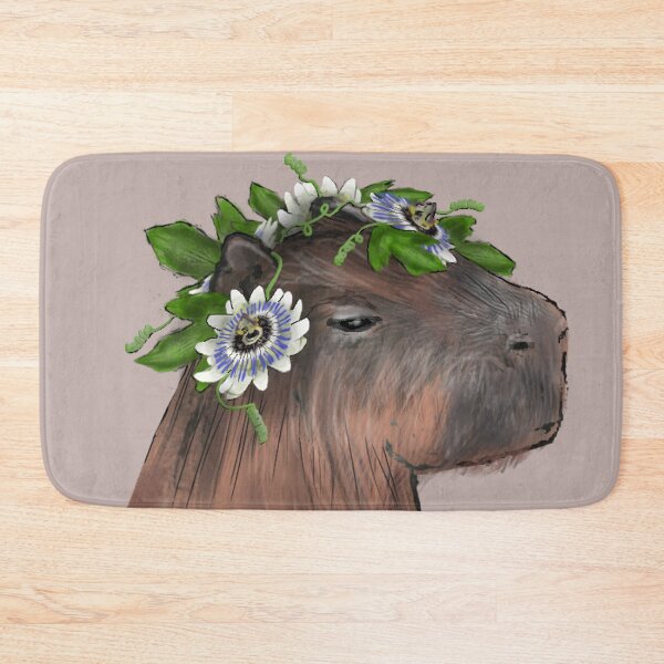 Item preview, Realistic capybara/capybara with passionflower flowers designed and sold by SCJota.