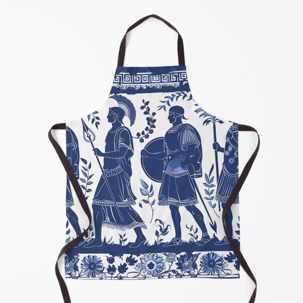 Item preview, Greek Mythology Decorative Pattern with Warriors and Gods in Blue and White designed and sold by daila70.