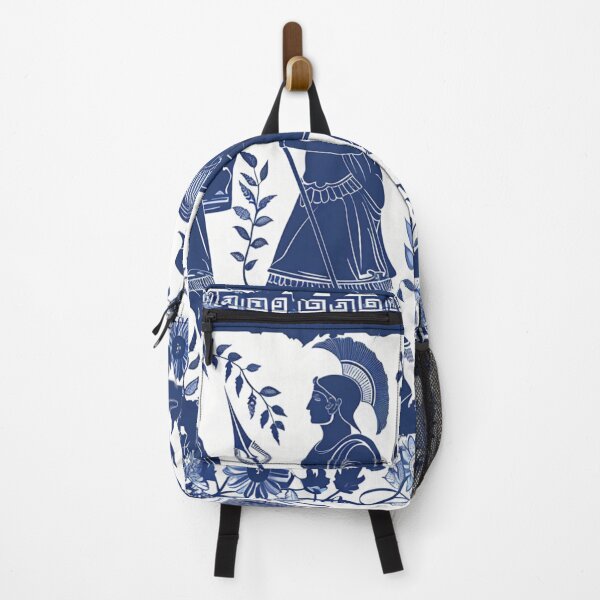 Item preview, Greek Mythology Decorative Pattern with Warriors and Gods in Blue and White designed and sold by daila70.