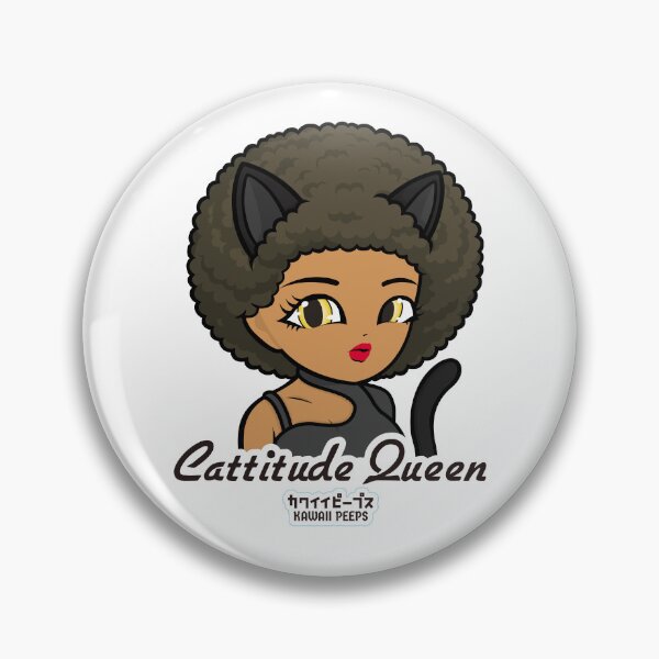 Item preview, Halloween Black Cat Afro Design – Cute Anime Girl “Cattitude Queen” designed and sold by P-L-Sardines.