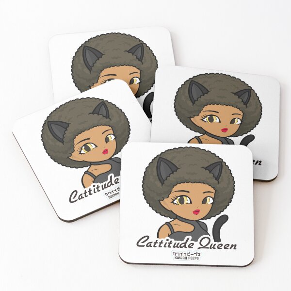 Item preview, Halloween Black Cat Afro Design – Cute Anime Girl “Cattitude Queen” designed and sold by P-L-Sardines.