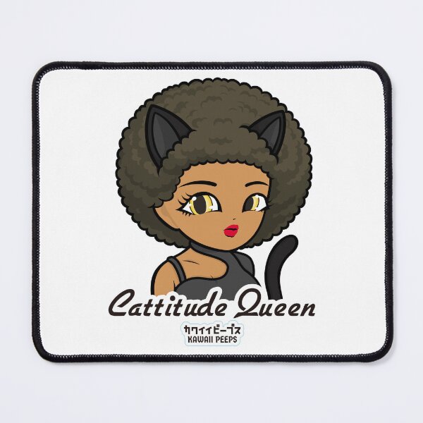 Item preview, Halloween Black Cat Afro Design – Cute Anime Girl “Cattitude Queen” designed and sold by P-L-Sardines.