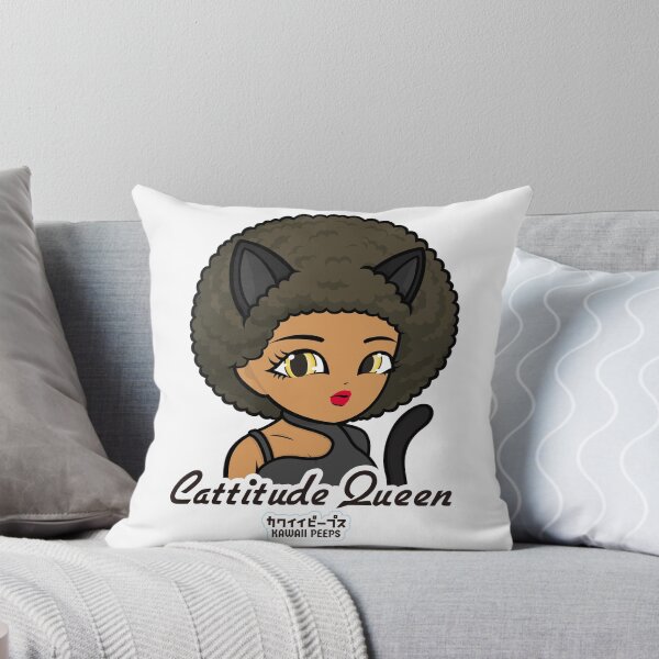 Item preview, Halloween Black Cat Afro Design – Cute Anime Girl “Cattitude Queen” designed and sold by P-L-Sardines.