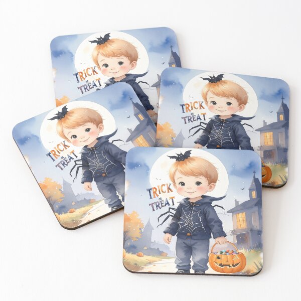 Item preview, Halloween, trick or treat boy in spider costume in watercolors designed and sold by LiskoDesign.