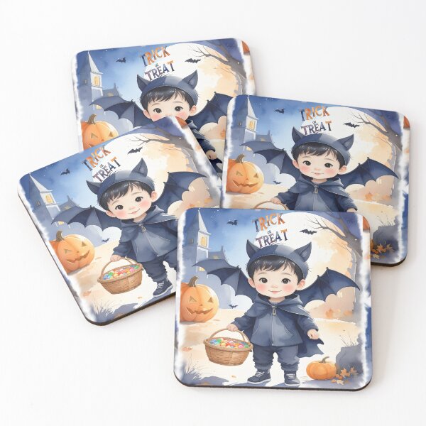 Item preview, Halloween, trick or treat boy in bat costume in watercolors designed and sold by LiskoDesign.
