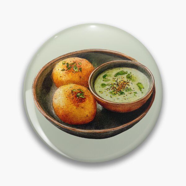 Item preview, Medu Vada With Green Curry in a Ceramic Bowl designed and sold by Violet Peonies.