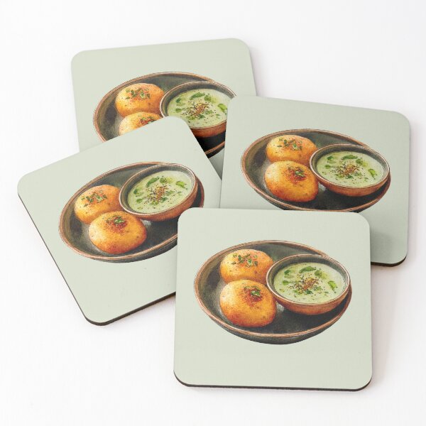 Item preview, Medu Vada With Green Curry in a Ceramic Bowl designed and sold by Violet Peonies.