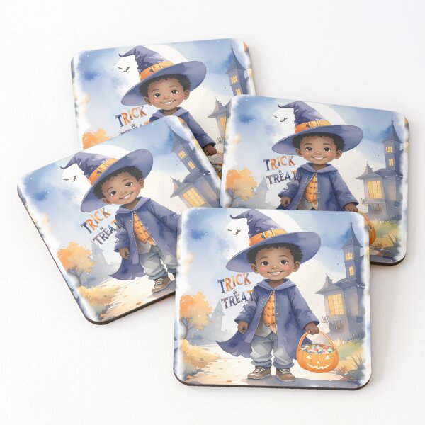 Item preview, Halloween, trick or treat boy in magician costume in watercolors designed and sold by LiskoDesign.