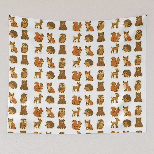 Item preview, Autumn animal illustrations set featuring squirrel, fox, owl, deer, hedgehog, bear, AI generated designed and sold by dvoevnore.