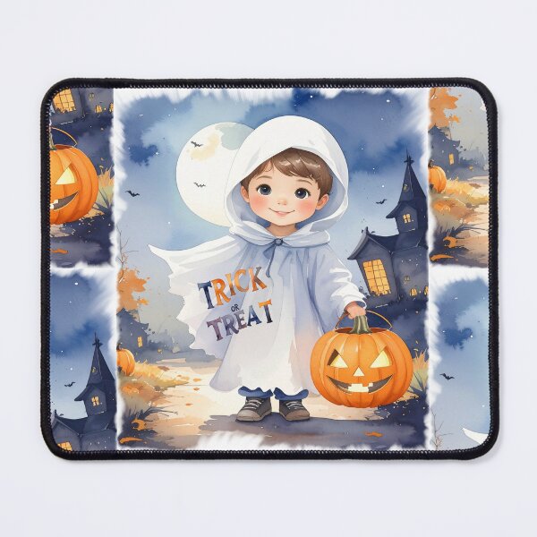 Item preview, Halloween, trick or treat boy in ghost costume in watercolors designed and sold by LiskoDesign.