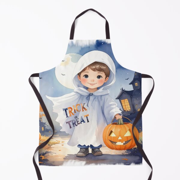 Item preview, Halloween, trick or treat boy in ghost costume in watercolors designed and sold by LiskoDesign.