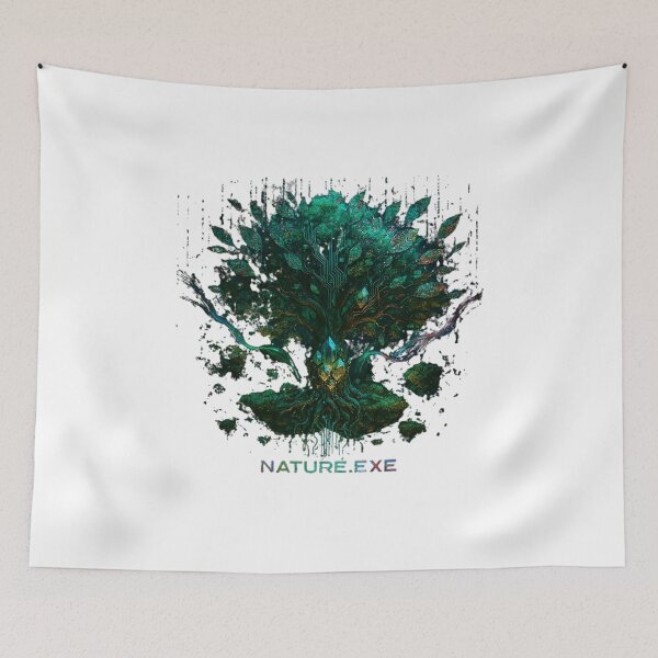 Item preview, Cyberpunk Nature Tree Digital Art – Futuristic Botanical Glitch Design designed and sold by FUIRY .