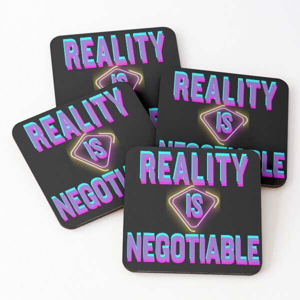 Item preview, Reality Is Negotiable – Futuristic Neon Cyberpunk Typography Design designed and sold by Vivalore.