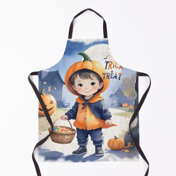 Item preview, Halloween, trick or treat boy in pumpkin costume in watercolors designed and sold by LiskoDesign.