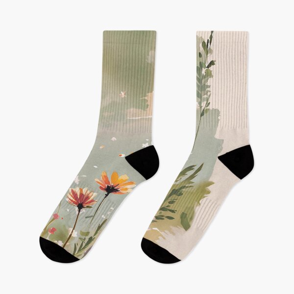 Artikelvorschau, Wildblumen Landschaft, Salbeigrünes Boho Blumengemälde, Botanische Bauernhaus Blumen Modern entworfen und verkauft von ArticraftShop.