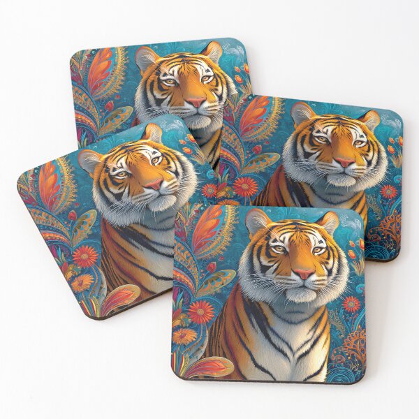 Item preview, Vibrant Jungle Tiger Amid Colorful Flora designed and sold by Artessie.