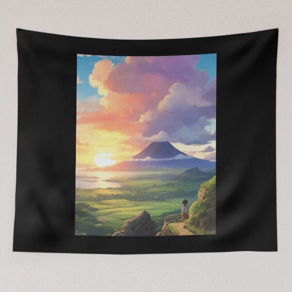 Item preview, Countryside Sunset - A Dreamy Anime Artwork Chiffon Top	 designed and sold by xycjqagfea75.