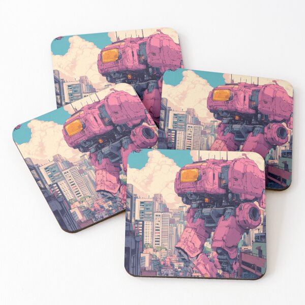 Item preview, Neon Sentinel: The Pink Mech Over the City designed and sold by Spectrum_Prints.