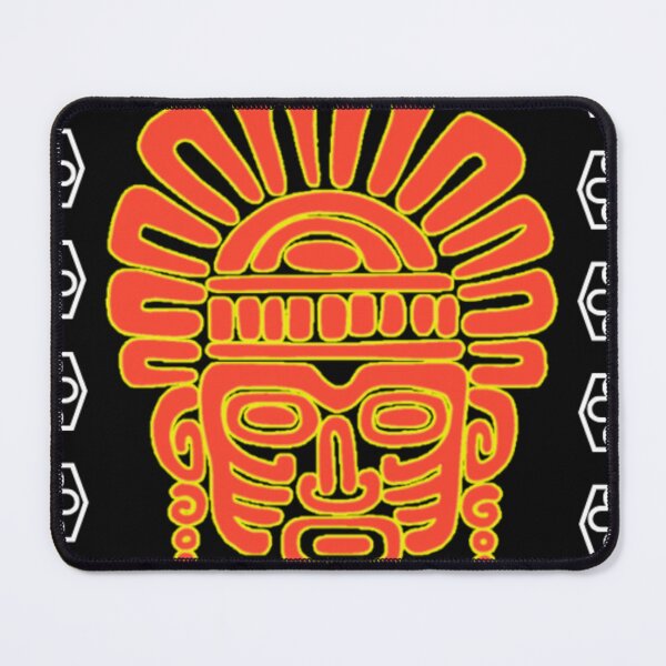 Item preview, Ancestral Andean face in neon red designed and sold by ArteVirtual28.