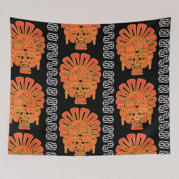 Item preview, Ancestral Andean face in neon red designed and sold by ArteVirtual28.