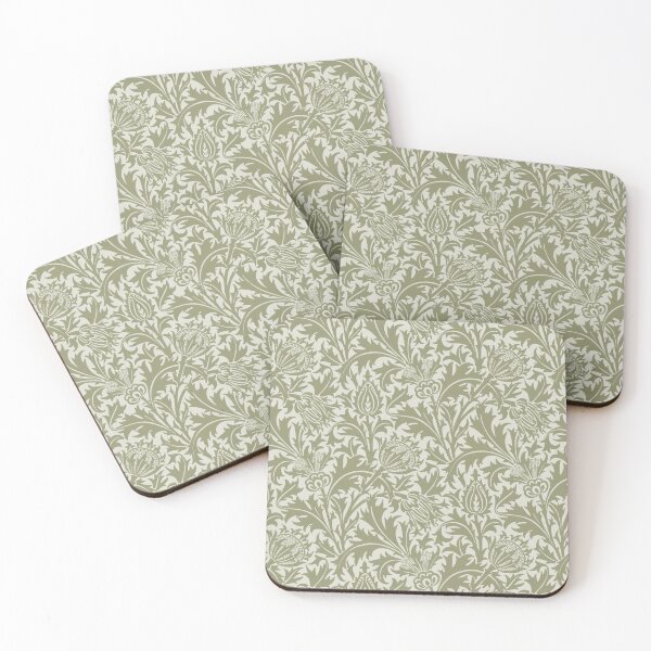 Item preview, William Morris Thistle Sage Green Damask Pattern designed and sold by antiqueart.