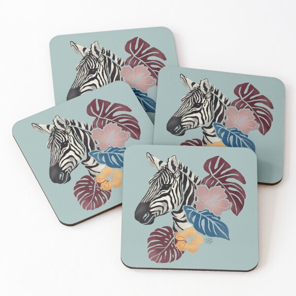 Item preview, Zebra with flowers and tropical leaves - Celeste designed and sold by Srta  Margarita.